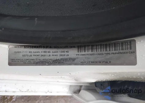 2016 Maserati Ghibli S Q4 from USA, damaged, VIN ZAM57RTA2G1176235